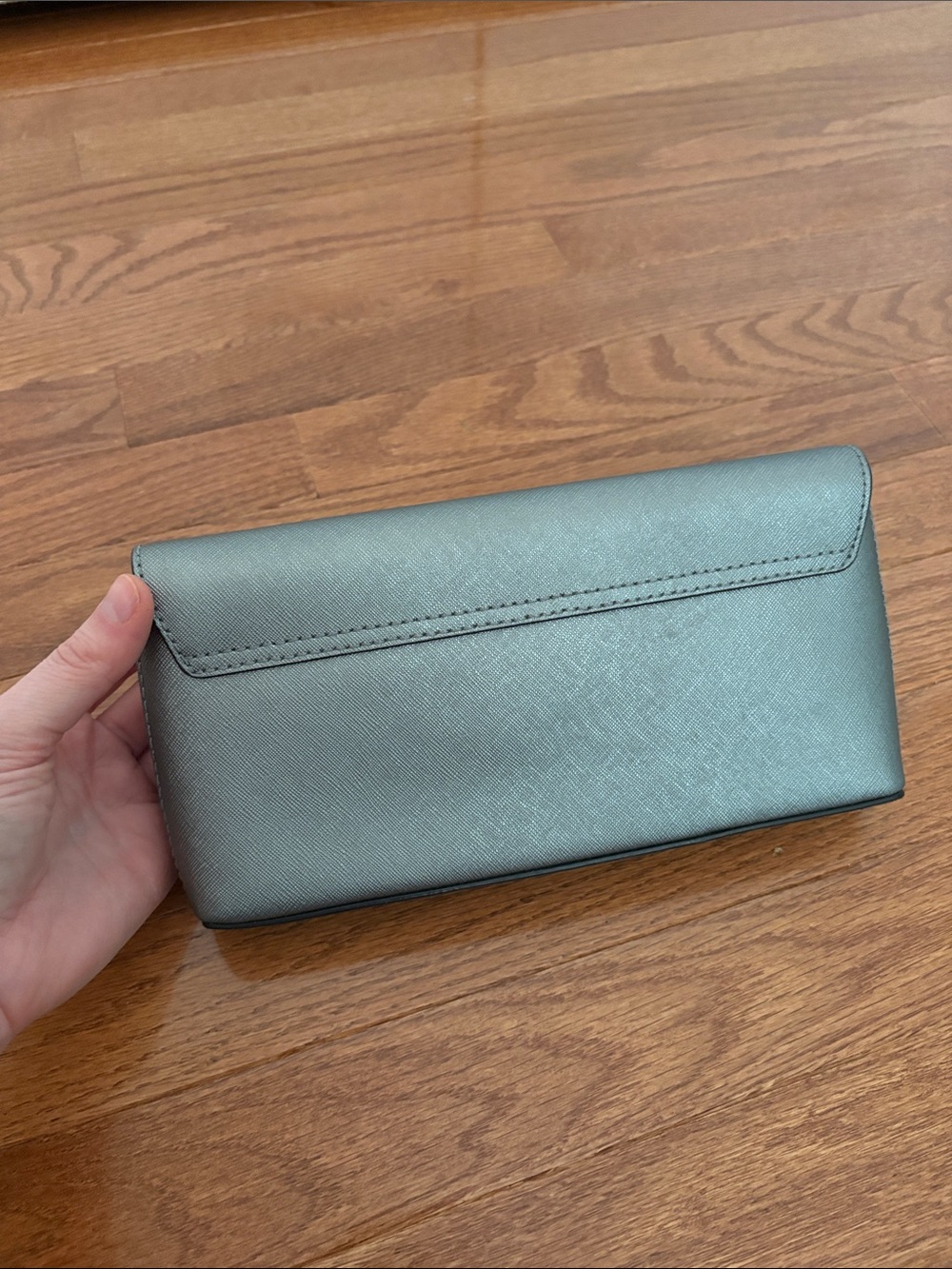 kate spade Metallic Pewter Turn-Lock Saffiano Clutch - Picture 6 of 13